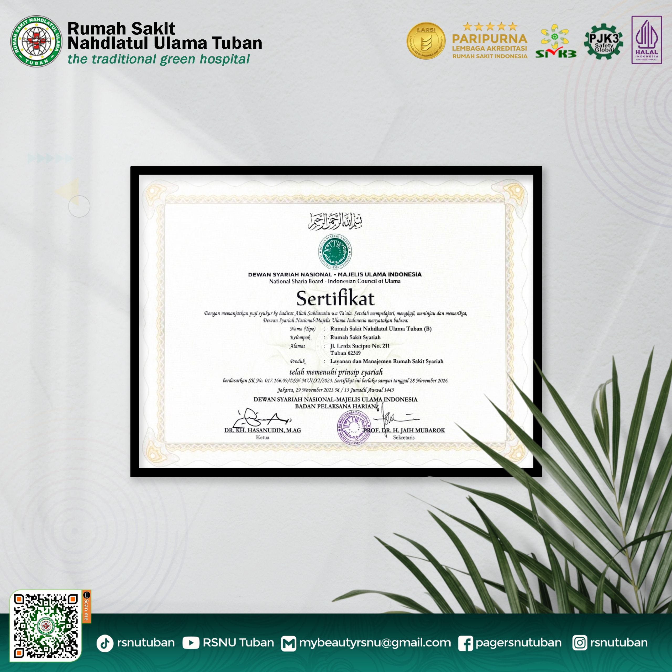 RSNU Tuban - Penetapan Sebagai RS Syariah